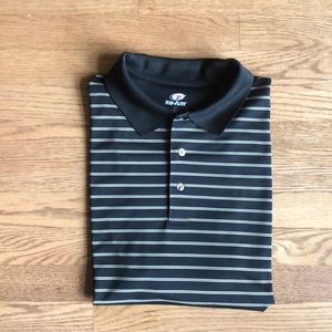 Mens Top Flite Black/Tan Striped Polo Golf Shirt L